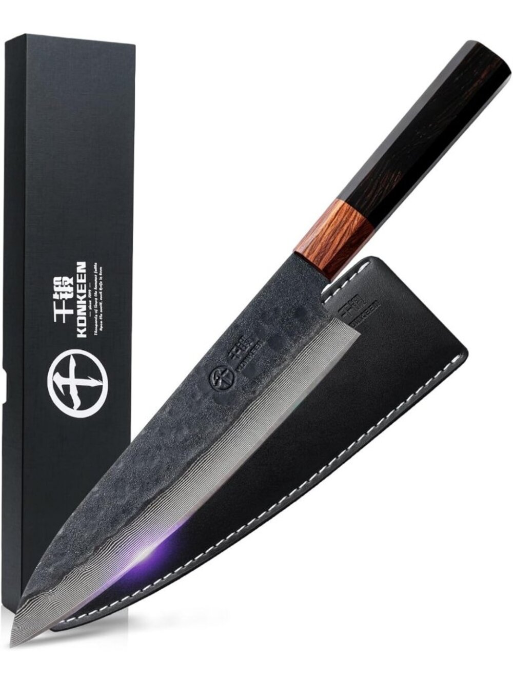 8" Hand Forged Damascus Steel Gyuto Knife, Ultra Sharp, Rosewood Handle, Gift